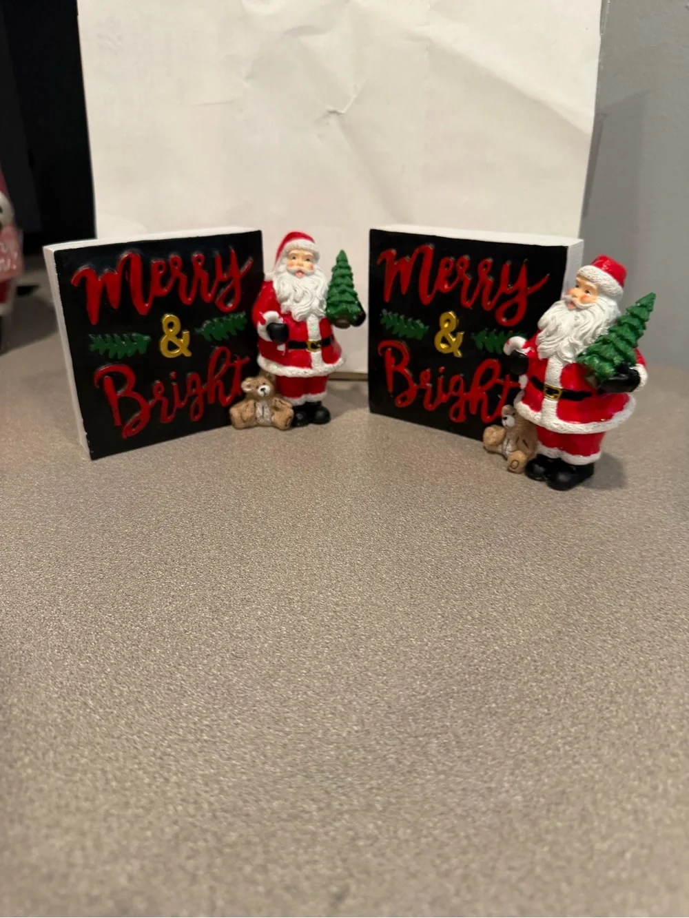 Pier One import Merry Christmas Table Top Decor Set of Santa